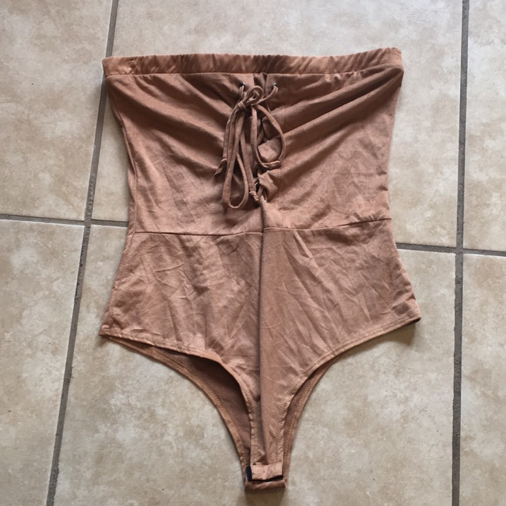 FASHION NOVA Faux Suede Bodysuit